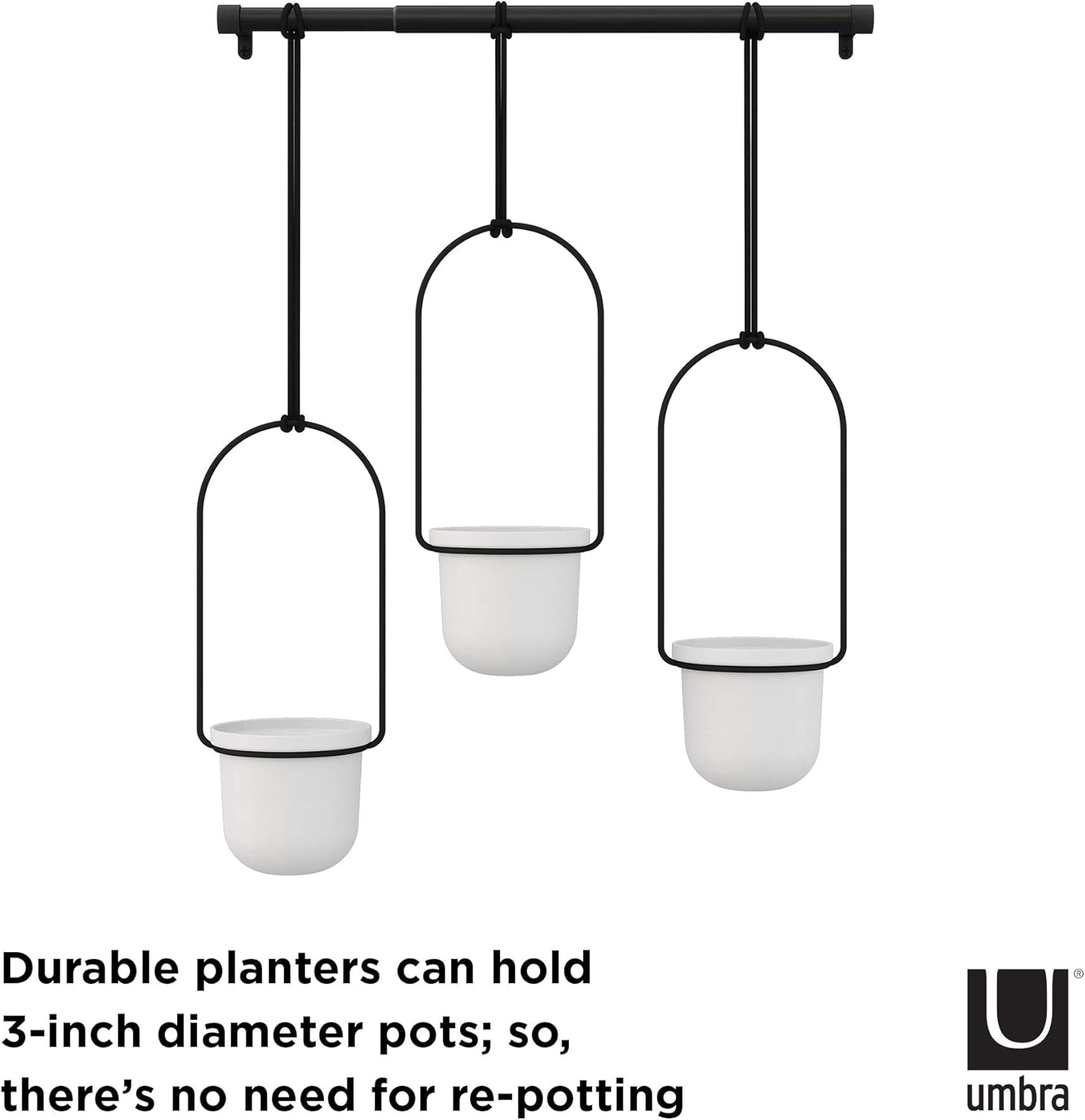 Umbra Triflora Hanging Planter for Window, Indoor Herb Garden, White/Black, Triple: Home & Kitchen