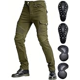 Motorcycle Pants &amp; Jeans CE Level 2 Armor for Men &amp; Women | EU EN1621-1 Detachable Pads, Durable Stretch Denim, All-season for MTB, ATV, Motocross,BMX,Dirt Bike,Road Racing