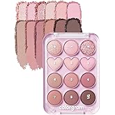 COLORGRAM Pin Point Eyeshadow Palette 02 Pink+Mauve= | Ultra-Blendable Matte, Glitter, Shimmer Shades for Daily Makeup | K-Beauty Eye Palette with Easy-to-Use Calculator Design