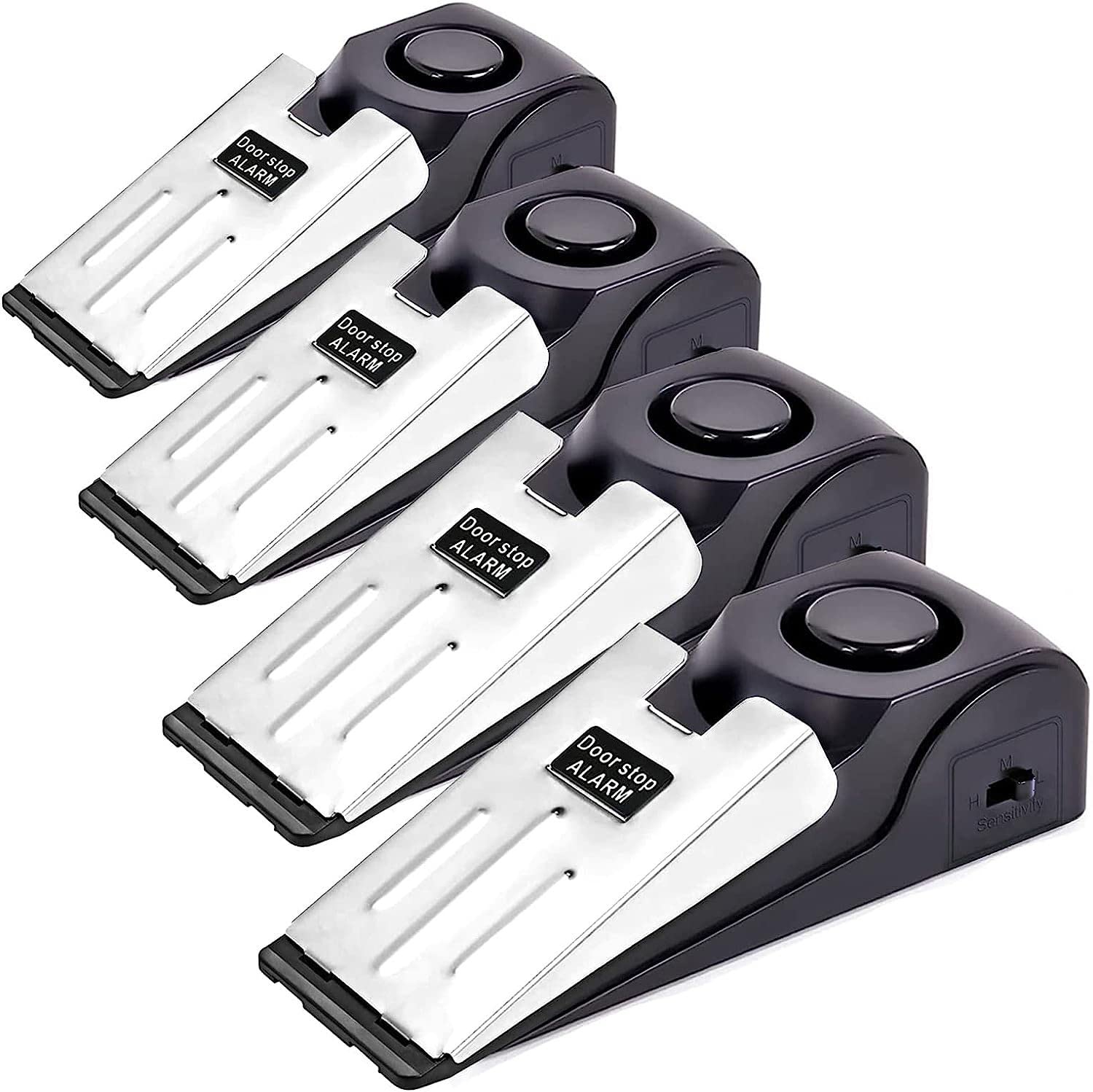 ThreeH 4 Pack Door Stop Alarm 120dB Loud Portable Wedge Entrance Alert Anti-Theft Burglar Safety Tools for Home Security Apartment House Travel