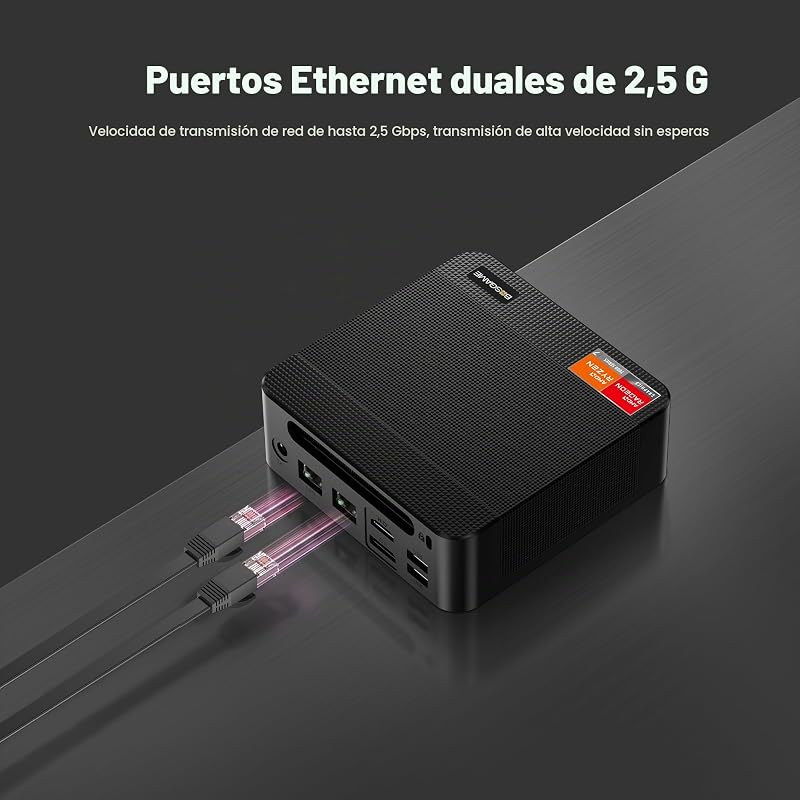P4ultra Mini PC, Ryzen 7 7730U (hasta 4,5 GHz, 8C/16T) Mini Ordenador, DDR4 16 GB RAM, SSD M.2 PCIe NVMe de 1 TB Mini Escritorio, HDMI/DP/USB-C, Salida Triple 4K, LAN RJ45 *2, WiFi 6E, BT 5.2