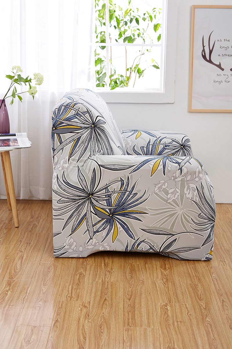 Elvoes Floral Printed Sofa Cover Anti-Slip Elastic Slipcover Stretch Polyester Fabric Soft Furniture Protector Couch Cover (One seater(35\'\'-55\'\'), Memory Forest)