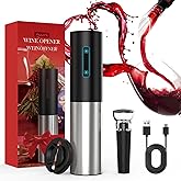 Electric Wine Opener, Automatic Electric Wine Bottle Corkscrew Opener with Foil Cutter Aerator Pourer Vacuum Stopper, Rechargeable Wine Opener Set, Gift For Christmas New Year Housewarming Birthday
