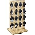 Ikee Design Wooden Rotating Two-Sided Jewelry Display Stand, Rotating Organizer with 32 Hooks for Store, Earring Display with Hooks, KeyChain Display, Oak color, 9 W x 7.5 D x 16.5 H in