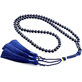 beirunde Muslims Islamic Dhikr Tasbeeh 99 Tasbih Prayer Beads, Blue Sandstone Beads with Tassel
