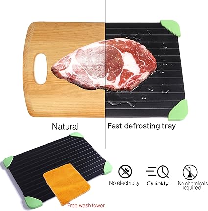 Amazon Co Jp 高速解凍トレイ グリーンシリコンボーダー テレビで見られる肉解凍トレイ ステーキや冷凍食品を解凍する最も安全な方法 Kitchen Housewares