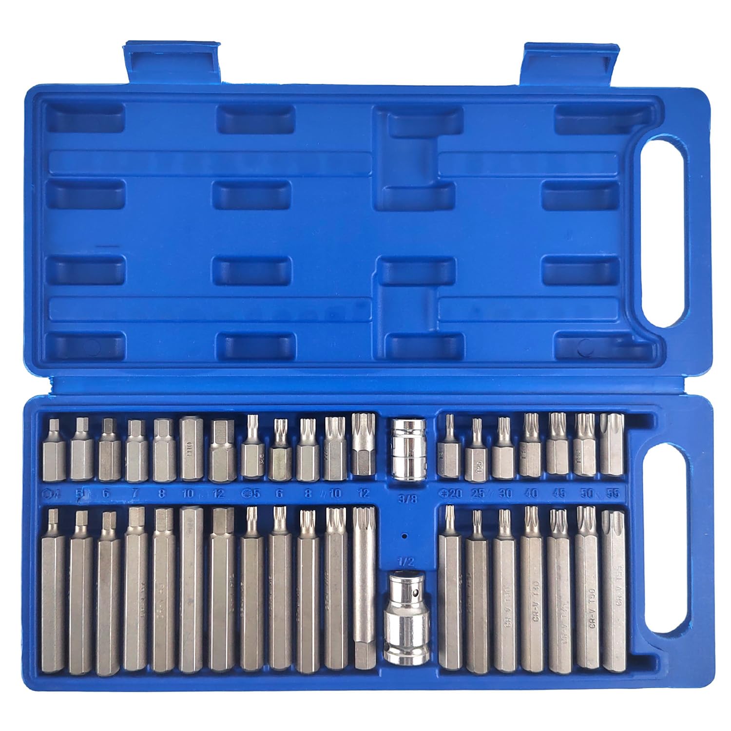 JReHuiG Pack of 40 Hexagonal Torx Socket Spanner Set, Includes Torx, Hex and Spline Shaft Wrenches as well as Drive Adapter, Multi-Tooth Nut Set, Car Tool, for Workshops and Factories