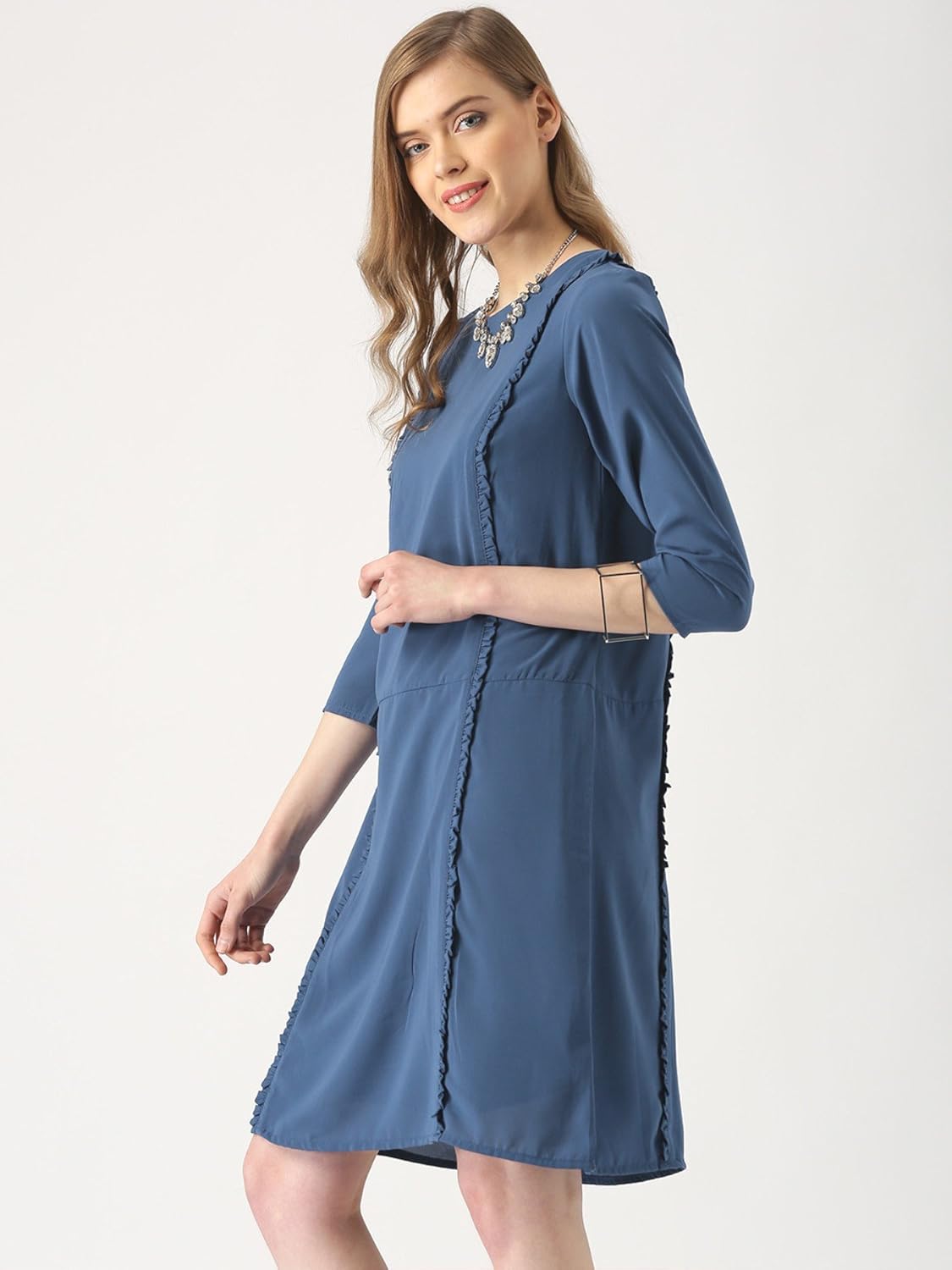 marie claire women's a-line dress (mc10280--xs, blue, x-small)