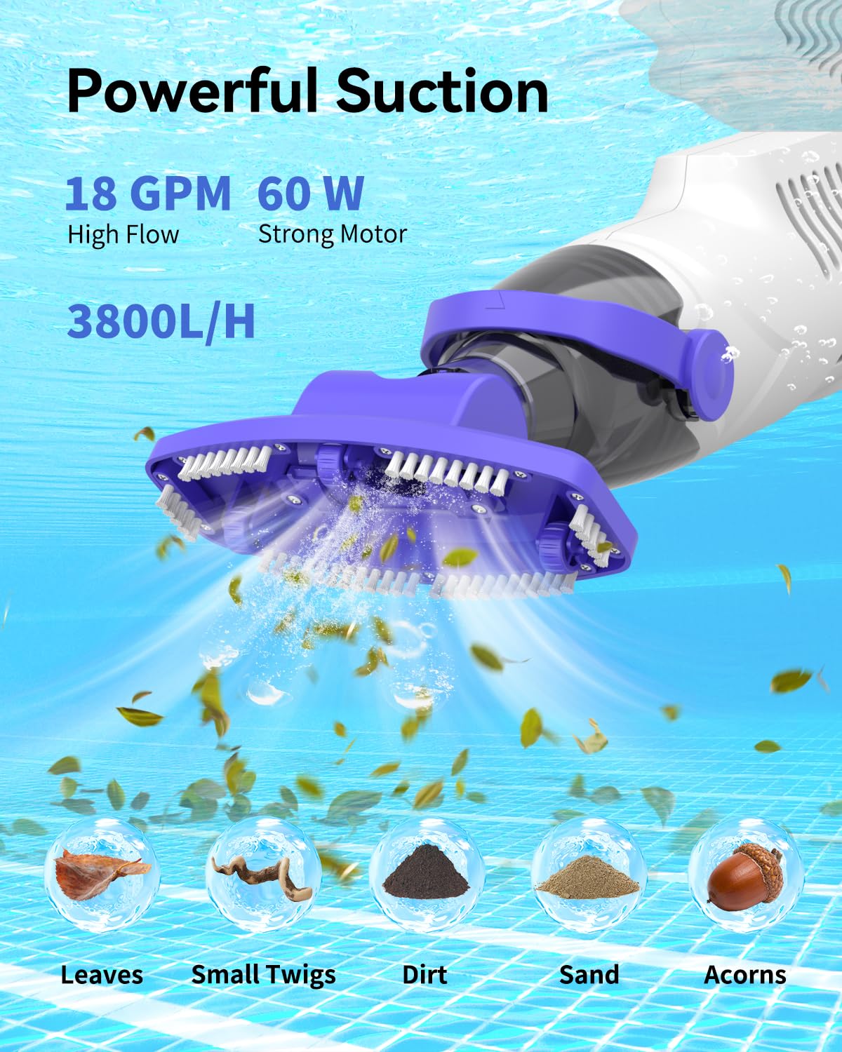 Condition photo showing New/Like New for 2026 upgraded cordless handheld pool vacuum, 3800l/h strong suction spa vacuum with 5000mah battery,