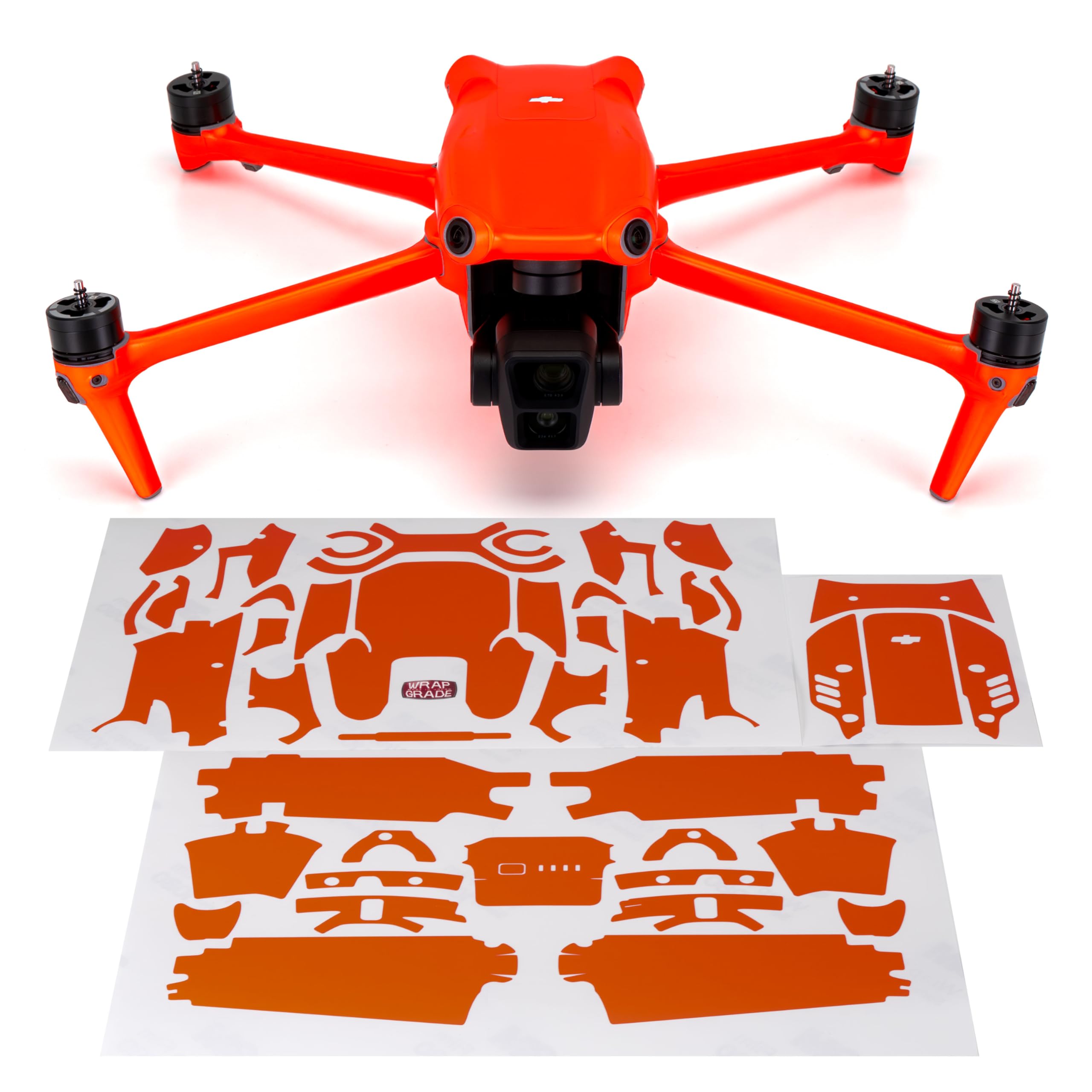 WRAPGRADE Skin Stickers compatible with DJI Air 3 | Full Wrap Set (NEON ORANGE)