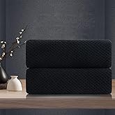 Black Hand Towels Set 2 Pack-16“x31”,Ultra Soft Microfibers Bathroom Towel Set Highly Absorbent Quick Dry Luxury Premium Towel Lightweight Durable Hand Towel Collection for Hotel Spa Gym Kitchen