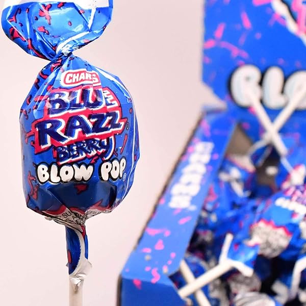 CHARMS BLOW POP LOLLIPOPS – INDIVIDUALLY WRAPPED DUAL CANDY AND GUM SUCKERS – PEANUT FREE, GLUTEN FREE – BULK TREAT FOR KIDS AND ADULTS – BLUE RAZZ BERRY, 48 COUNT (PACK OF 1)