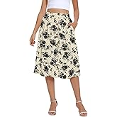 Yincro Women's Flowy Midi Skirt Summer Pleated High Waisted Casual Button Front Skirts with Pockets