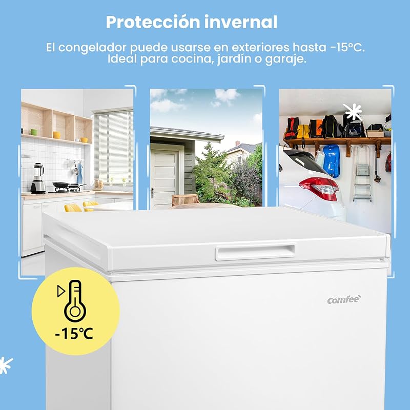 ' 143L Congelador Arcón Pequeño, Convertible en Refrigerador, Blanco