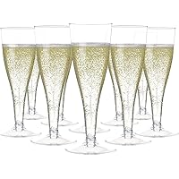 100 Plastic Champagne Flutes Disposable - Clear Plastic Toasting Glasses - Wedding, New Year’s Eve, Party Supplies, Mimosa Cu