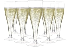 100 Plastic Champagne Flutes Disposable - Clear Plastic Toasting Glasses - Wedding, New Year’s Eve, Party Supplies, Mimosa Cu
