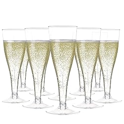 Prestee 100 Pack Clear Plastic Champagne Flutes