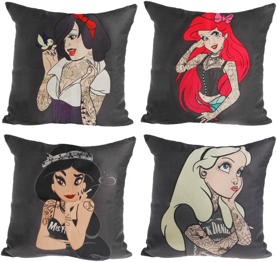Celan 1pc Princess Geometric Cotton Linen Cushion Covers for Sofa Throw Pillows Home Decorative Sofa Bedroom Home Decor, 18 x 18 inch, Square