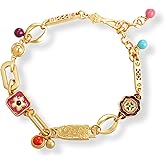 Melhill Lapis Lazuli Pearl Charm Link Beaded Chain Bracelet Gold Plated Adjustable Boho Layering Statement Jewelry for Women