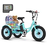 MOPHOTO 16 Inch Electric Tricycle for Youth, 3-Wheel EBike for Young Riders | Max 40miles Range, 12MPH Speed, Low Step, 3.0" Fat Tire, Aluminum Frame, 25.2V Removable Battery, 350lb Capacity, Rear Basket