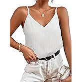 Zeagoo Camisole Tops for Women V-Neck Spaghetti Strap Tank Top Long Sexy Flowy Summer Textured Sleeveless Tops