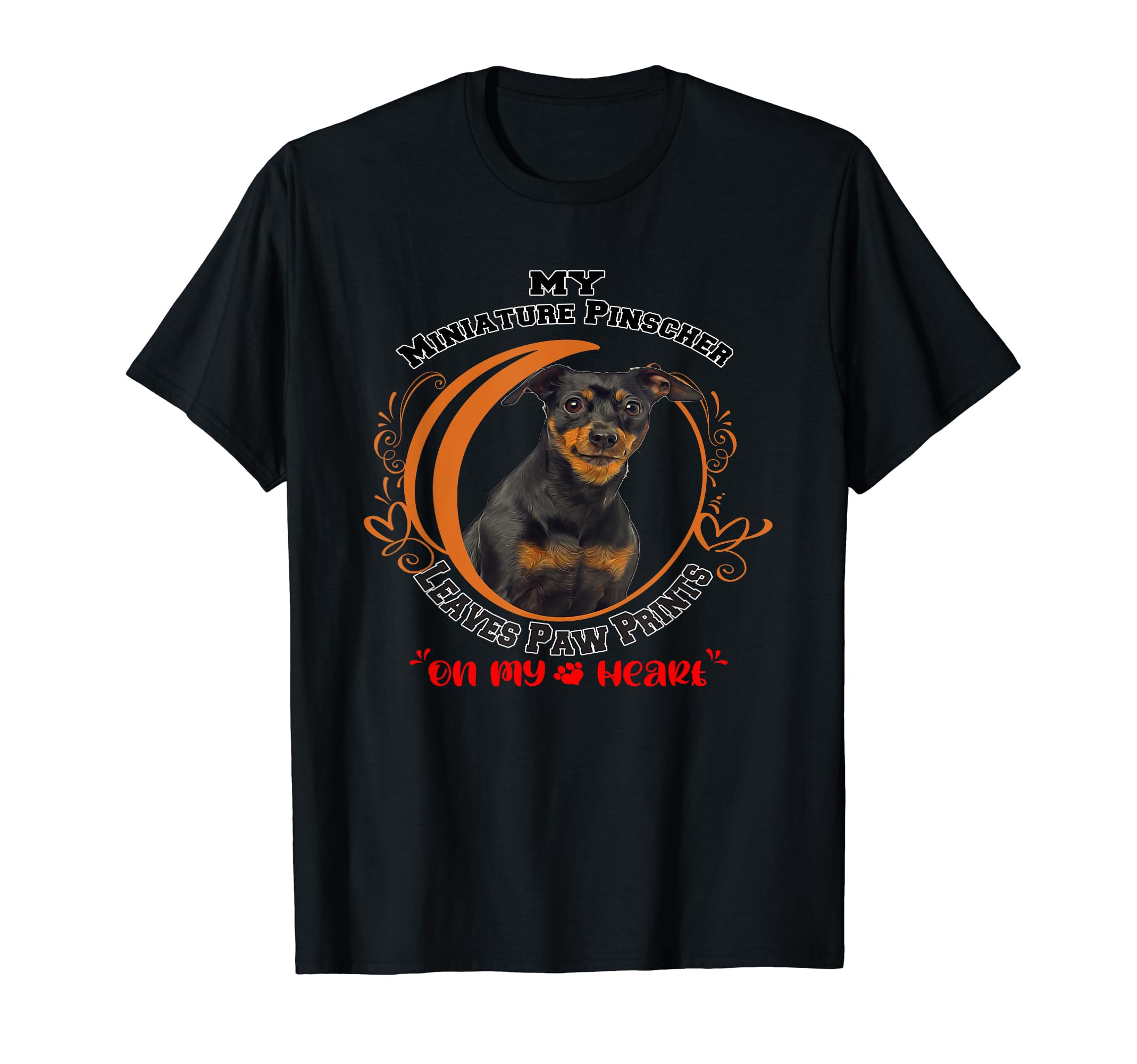Miniature Pinscher Dog Paw Prints On My Heart Dog Owner T-Shirt