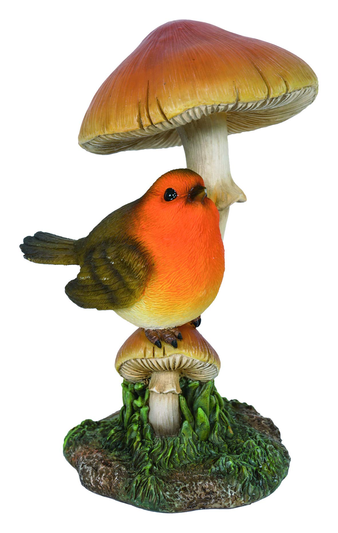 Vivid Arts - Brown and Red Robin on Toadstool Home or Garden Decoration (BG-RB03-F)