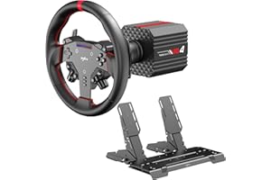 PXN VD4 Bundle F - PC Steering Wheel and Pedals - 4Nm Force Feedback, Direct Drive Servo Motor Base, 11" Racing Wheel & Hall 