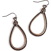 Detailed Copper Teardrop Dangle Earrings