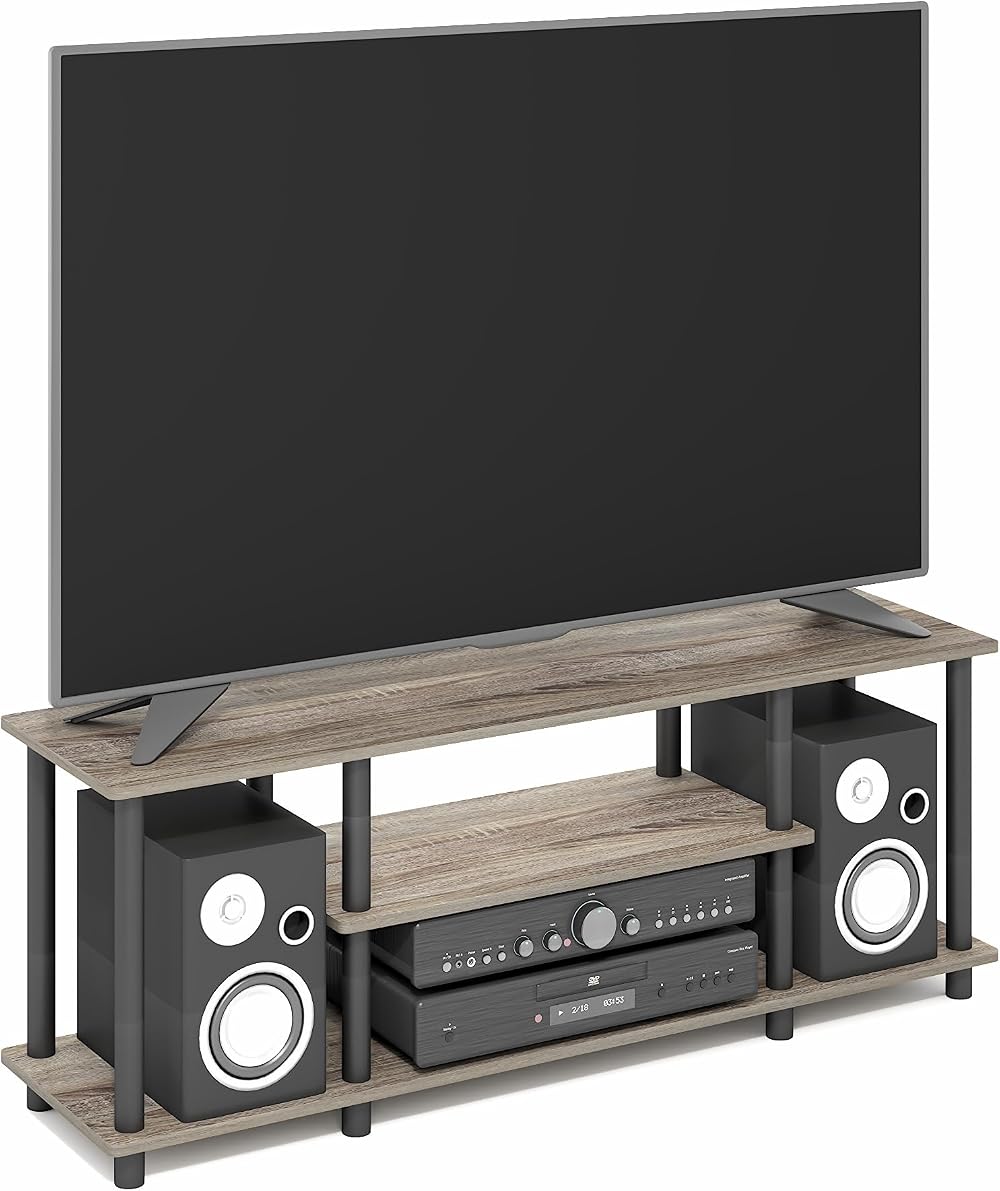 Furinno TURN-N-TUBE TV Stand 3-Tier Open Shelves Fits 50 Inch TV French Oak