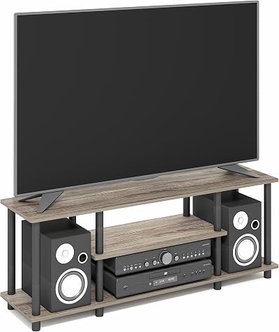 Furinno TURN-N-TUBE TV Stand 3-Tier Open Shelves Fits 50 Inch TV French Oak