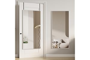 Vlsrka Full Length Mirror, 47x22in Wall Mounted, Over The Door, Hanging, Aluminum Frame, Full Body Mirror for Bedroom - Silver