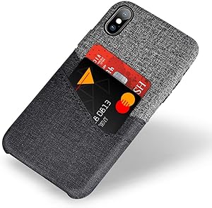 VEGO Wallet Case for iPhone Xs Max 6.5 inch, Card Pocket Case with Card Slot Holder, Non-Slip Twill Canvas Style Synthetic Leather Excellent Grip, Soft Fiber Cloth Lining Compatible iPhone Xs Max