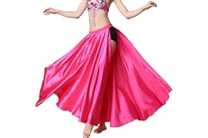 MUNAFIE Belly Dance Skirt Two Side Slit Satin Skirt