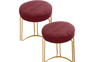 ANWUCHEN Stool Covers Round,2 Pack Stretch Round Bar Stool Covers Elastic Bar Chair Covers Bar Stool Seat Covers Washable Stool Cushion Slipcover for 13-18 Inch Chair(Red)