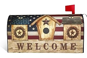 ADIKJXQH American Flag Magnetic Mailbox Cover Standard Size 18 X 21 Inch Patriotic Birdhouse Mailbox Post Cover Waterproof Post Wraps Decorative 4th of July Welcome Mailbox Cover for Garden Yard Home Decor