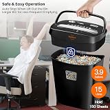 VidaTeco Micro-Cut Shredder 10-Sheet P-4 5x16mm 15L Basket Jam-Proof view 2