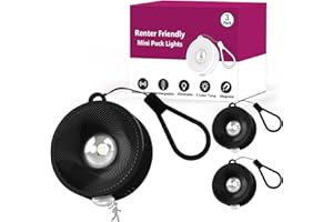 SKAIRIPA 2" Rechargeable Mini Puck Lights w/Lanyard, Renter Friendly Magnetic Stick On Battery Operated Lights, Wireless Motion Sensor Light Indoor for Closet, Wall, Shelves, Kitchen, Locker - 3Pack/Black