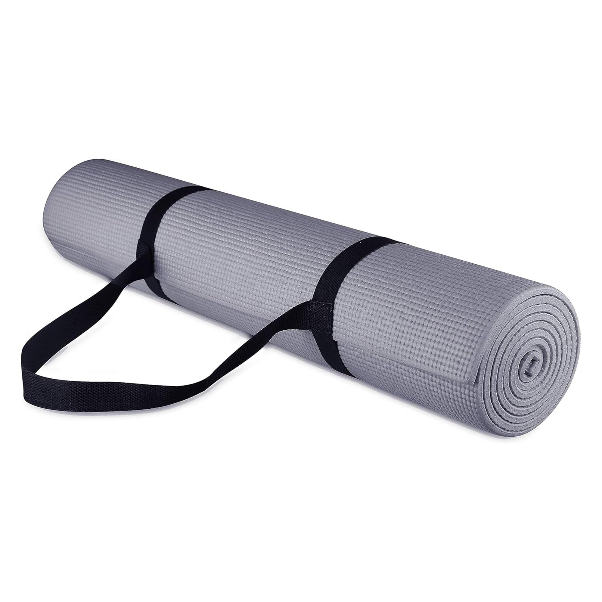 BalanceFrom GoYoga All Purpose High Density Non-Slip Exercise Yoga Mat with Carrying Strap, 1/4", Grey