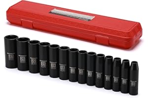 MIXPOWER 14 Pieces 1/2-Inch Drive Deep Impact Socket Set,10mm-27mm, Cr-Mo Steel, Metric, Impact Grade, Heavy Duty Storage Cas
