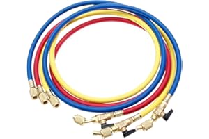 Refrigerant Charging Hose with Ball Valves for R410A R134A R12 R22 R502 R404 Refrigerant Charging Hoses HVAC, 1/4'' SAE HVAC 