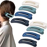 Cptots 8 Pcs Large Lay Flat Claw Clips for Women French Side Slide Barrettes for Thin Fine Hair Rectangle Alligator Hair Accessories,Matte Blue Beige