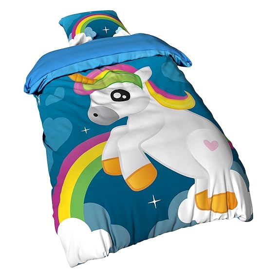 Elbenwald Kuschel Bettwäsche für Einhorn Unicorn Fans 2tlg 135x200 80x80cm