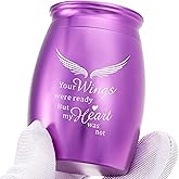 LINES ARTE Mini Keepsake Urn for Adult Ashes Female/Mom/Women/Grandma with Angel Wings, 1.7x2.7Inch Tall Small Purple Urns for Human Ashes, Little Decorative Memorial Keepsake