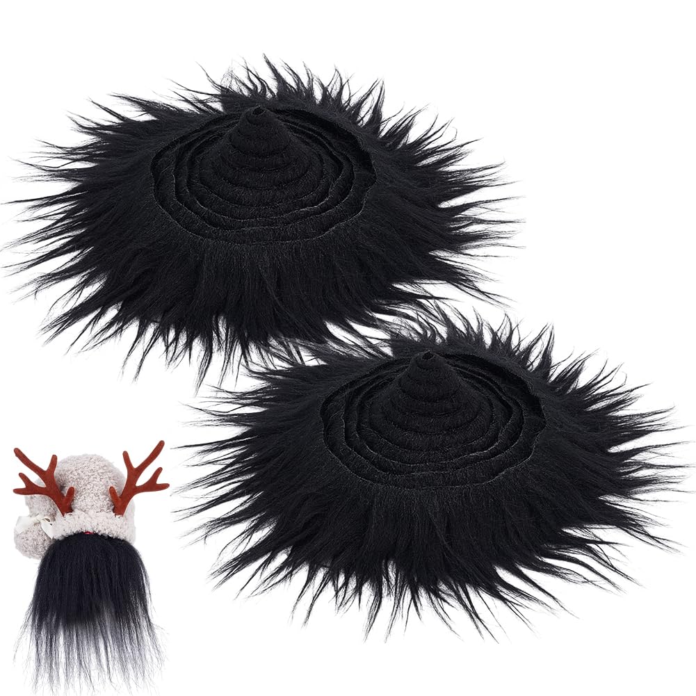 PH PandaHall 2pcs 1.9 Yards Faux Fur Trim Plush Faux Fur Fabric Artificial Wool Strip Fluffy Fur Sheets Shaggy Fabric for Gnomes Costume Sewing DIY Crafts, 4.3 inch Wide, Black