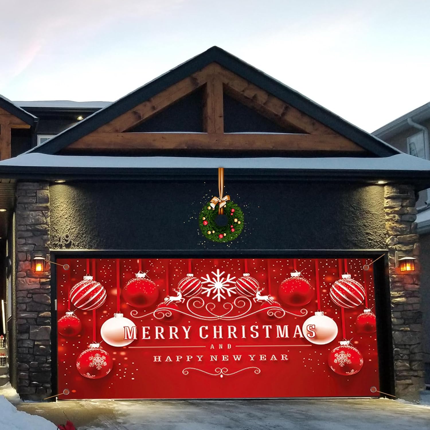 Garage Door Decorations - BKDRL 7x16 ft Garage Door Christmas Decorations, Large Christmas Garage Door Banner for Indoor/Outdoor Christmas Garage Door Mural Christmas Holiday Party Decorations