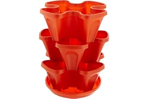 Mr. Stacky Self Watering 3 Tier Stackable Garden Vertical Planter Set, Terracotta Small