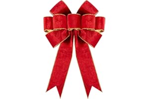Utehilly 1Pack Large Christmas Bows Velvet Red Bows Holiday Red Christmas Bows Decorations for Wreath Velvet Bows Decor for Christmas Tree Topper, Front Door, Outdoor(14 * 12 inch)