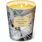 HomeLights Scented Candles | Large Jar 34 Oz Natural Soy Candle | 130 hrs Long-Lasting with 3 Wicks | Industrial Chic Home Decor | Gifts for Mom & Women, Sandalwood Jasmine