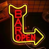 qbanziou Bar Open Neon Signs for Wall Decor,Open Signs for Business,Led Neon Light for Man Cave, Bar,Pub,Christmas Birthday Party Gift